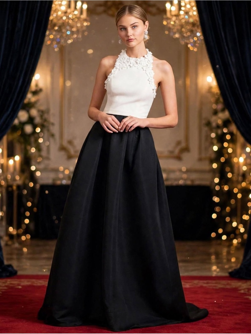Sachin + Babi -Dominique Pleated Two-Tone Applique Gown size 8 NWT.